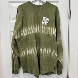 Disney Spirit Jersey Olive Green Tie-Dye Long Sleeve Shirt size L